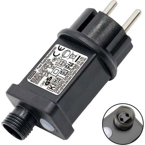 Clignoteur pour Guirlande lumineuse 31V 6W Prise Clignotante, 9 Modes Avec Fonction Minuterie, Étanche IP44 Transformateur LED pour Eclairage de jardin, Rideau Lumineux (1/4)