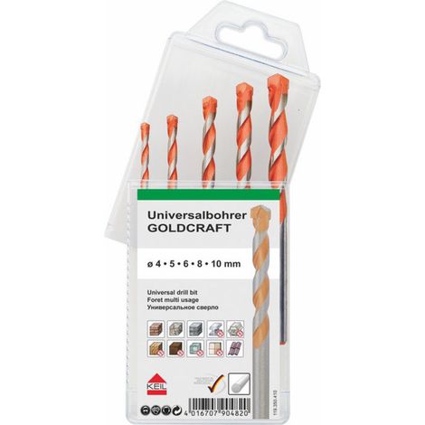 Goldcraft Universal-Bohrer-Satz/Set 4x75 - 5x80 - 6x100 - 8x120 - 10x120