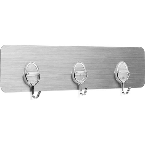 Colgador adherente reutilizable con 3 ganchos móviles acero inoxidable 1293-7 inofix (1/2)