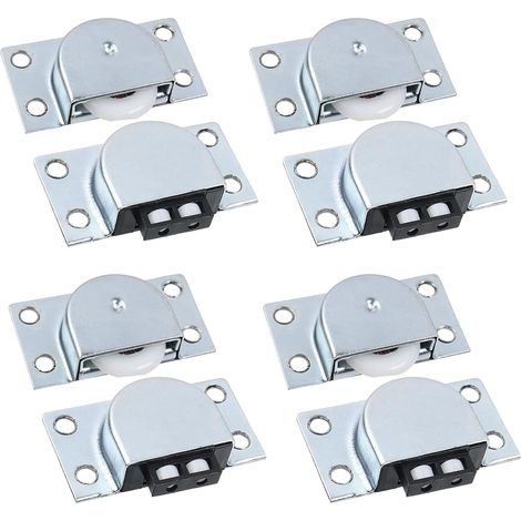 4 paires Roulettes à roulettes en nylon pour meubles, poulies simples pour portes coulissantes de placards, armoires et penderies (1/5)