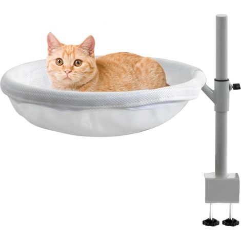 Lit Chat Bureau Nid,Support De Lit pour Chat Fixation Bureau  360° Rotatif Meuble de Décoration Moderne, Hamac Nid avec Couverture Amovible pour Chatons et Petits