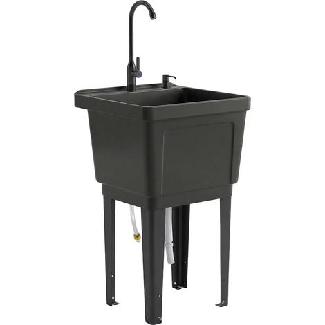 Évier de camping portable avec robinet et distributeur de savon, noir-AquaForge (1/5)