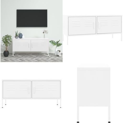Mobile TV Bianco 105x35x50 cm in Acciaio - TV in acciaio - Mobile TV bianco