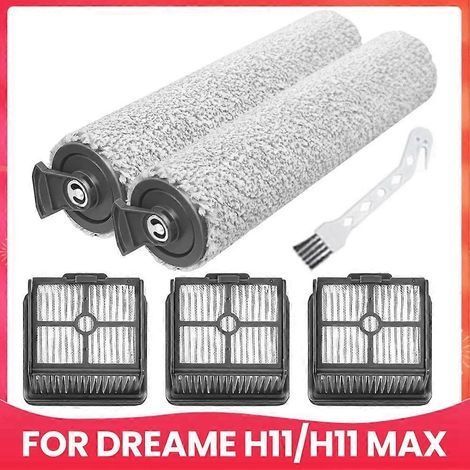 Accessoire aspirateur Dreame H11 H11 Max H12 Core : kit de rechange avec 2 brosses à rouleau douces, 3 filtres HEPA et 1 brosse de nettoyage (1/5)