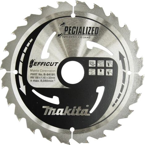 B-64191 Disco sierra circular , Efficut T.C.T, 190 x 30 mm, 24 D (1/2)