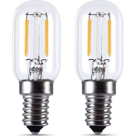 2pcs Ampoule LED E14- Ampoule réfrigérateur LED2W, T22, 200LM, équivalent à une lampe à incandescence 15W, blanc chaud 2700K, 230V, réfrigérateur / lampe au sel / avec petite LED E14, [Classe énergéti (1/4)