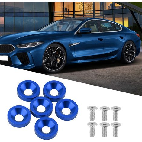 6x Auto-/Motorrad-Kennzeichenhalterung Kotflügel Stoßstange Motorabdeckung Unterlegscheiben/Schrauben-Set (Blau) (1/5)