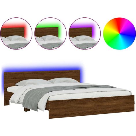 Maison Exclusive - Estructura de cama cabecero y luces LED marrón (1/5)
