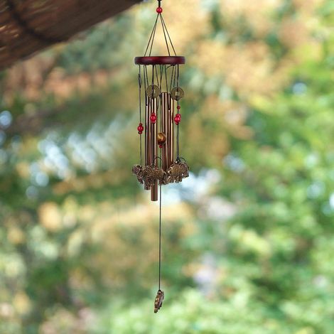 Carillon éolien en métal à motif éléphant, ornement artisanal pour intérieur et extérieur, décoration de jardin. (1/5)
