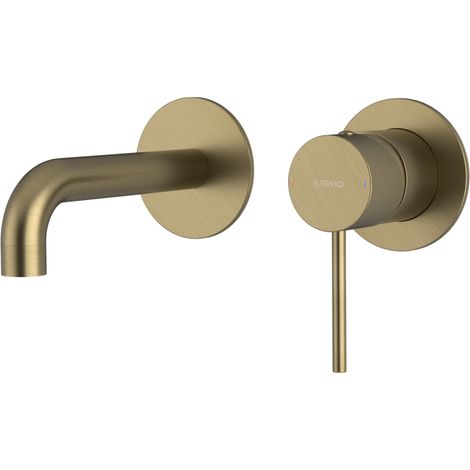 Mitigeur lavabo 2 trous à encastrer ULTRAMIX, bec 15cm, or mat (1/2)