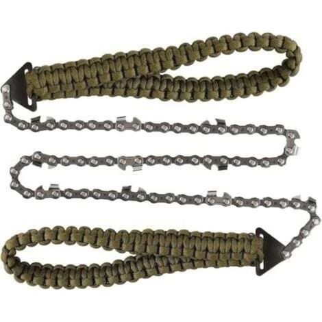 Scie à chane pliante de poche pour survie en extérieur – Poignée en paracord, lame acier trempé, idéale camping & randonnée (1/5)