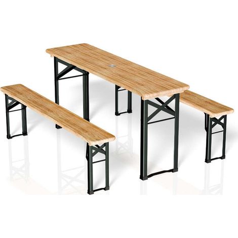 [GEBRAUCHT] B-Ware Bierzeltgarnitur Bichl klappbar 3-teilig Tisch und Bänke aus Tannenholz 170 cm (1/2)
