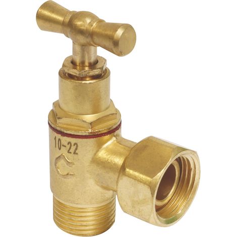 Robinet de WC équerre en laiton brut M12/17 avec écrou tournant 12/17, fermeture à potence, presse-étoupe, pour raccordement réservoir, pression max 6 bars (1/3)