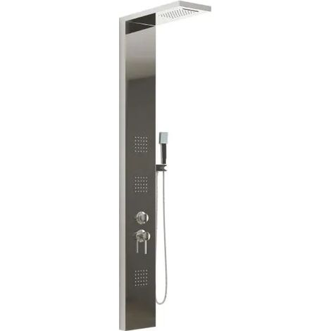 Colonna pannello doccia in acciaio inox cromo lucido con doccetta,flessibile e getti orizzontali massage modello sirio cromato lucido AMBRA WATER