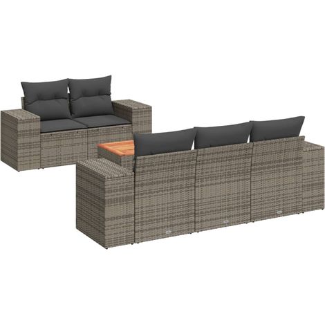 Maison Exclusive - 6-tlg. Garten-Sofagarnitur mit Kissen Grau Pol