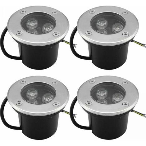 Paquete de 4 focos LED empotrables para exteriores de 3W IP65, 270 lúmenes, redondos, para terraza, jardín, camino, patio y garaje, luz blanca cálida (1/5)