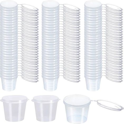 Irovami Gobelets jetables 30ml – lot 200, couvercles, PP alimentaire, sauces/fêtes (1/5)