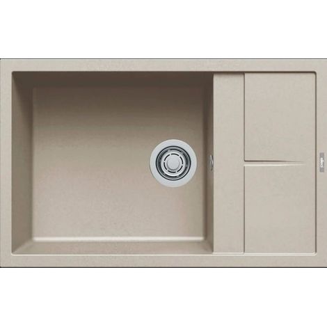Elleci, Lavello 1 Vasca con Gocciolatoio Reversibile, 78 x 50 cm, Keratek Champagne 95