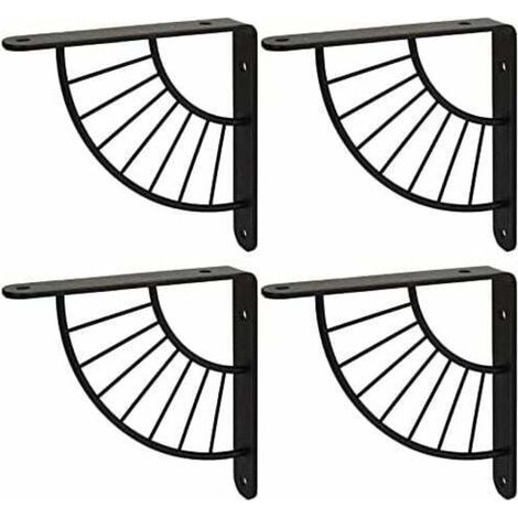 4PCS Equerre Etagere Pour Murale Noire 150×150MM Robuste Equerre Metal Etagere Support Etagere Mural Fixation pour Etagere Murale - Charge Maximale 50KG