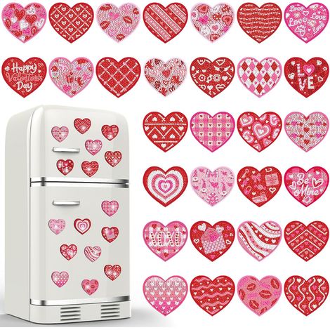 30 pièces, Kits d'aimants de peinture diamant Saint-Valentin avec cœur : aimant de réfrigérateur diamant Saint-Valentin à faire soi-même, autocollant de réfrigérateur pour débutants et adultes, cadeau (1/5)
