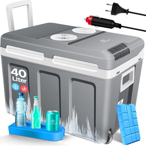 KESSER® 40L cool box con rotelle per mantenere caldo e freddo cool box termoelettrico 12 volt e 230 volt mini frigo termobox per auto 40L / Grigio