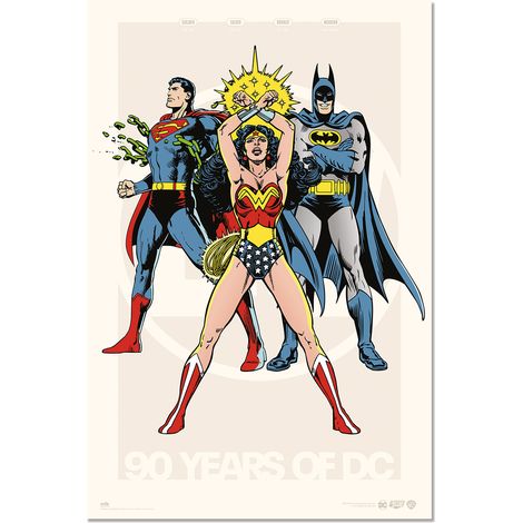 Grupo Erik Poster DC Comics 90 Aniv. - Laminas decorativas 61x91,5cm a todo color  Posters para pared ideal decoración habitación, DC Comics Merchandising oficial