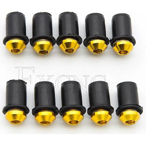 Kit de fixation universel de pare-brise de moto 5 mm (vis, boulons et écrous) pour Yamaha R1 R6 R3 FZ1 FZ6 FZ16 R125 XJ6 - or (1/5)