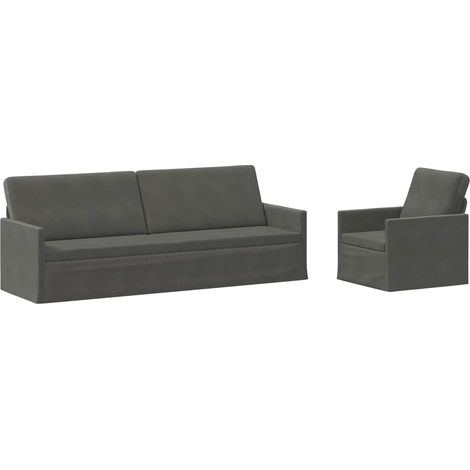 Sofa-Set 2 pcs Dunkelgrau Cordstoff vidaXL (1/5)