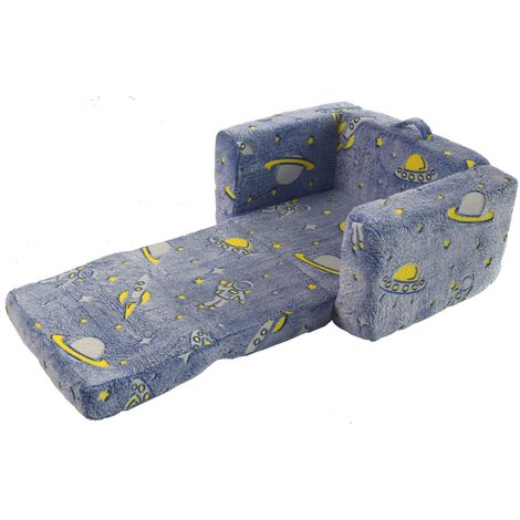 Divano pieghevole luminoso per bambini in morbida felpa 106 x 65 x 28,5 cm HOMVRA (1/5)
