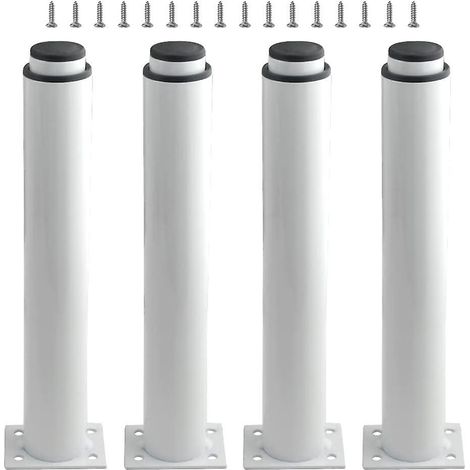 (25-42 Cm, Blanc) Jeu De 4 Pieds Mtalliques Robustes Et Rglables Pour Tables, Lits, Canaps (1/5)