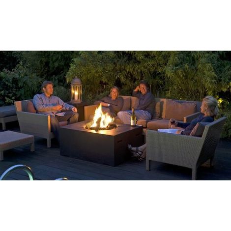 Happy Cocooning Mania Feuertisch 19,5 kW rechteckig Feuerstelle Beton-Optik schwarz