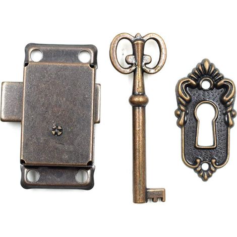 Serrure décorative pour armoire, placard, tiroir, serrure avec clé (1 jeu) (1/4)