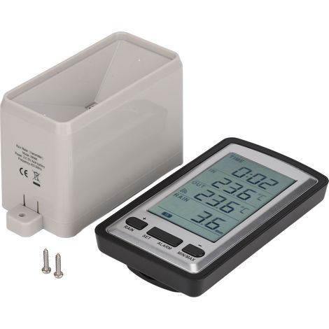 Pluviomètre numérique sans fil domestique avec transmission RCC et enregistreur de température pour une utilisation intérieure et extérieure. (1/5)