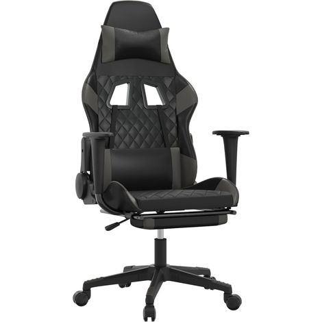 Maison Exclusive - Chaise de jeu avec repose-pied Noir et gris Similicuir
