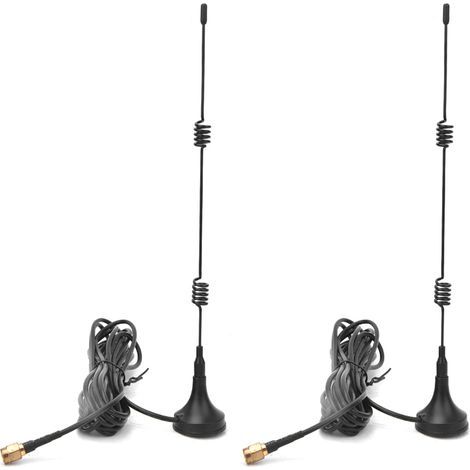 2 antennes à ventouse en acier au carbone de haute qualité avec base magnétique, 3 mètres, 2,4 GHz, 700-2700 MHz (1/5)