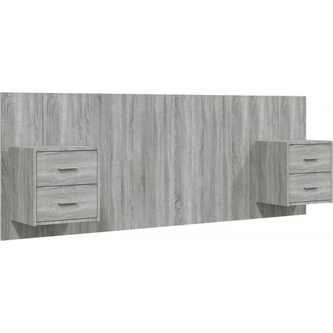 Maison Exclusive - Testiera Letto con Comodini in Legno Multistrato Grigio Sonoma