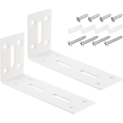 Équerres d'angle blanches, 2 pièces, 122,8 x 40 x 60mm, acier inoxydable, angle réglable à 90° pour meubles (1/5)