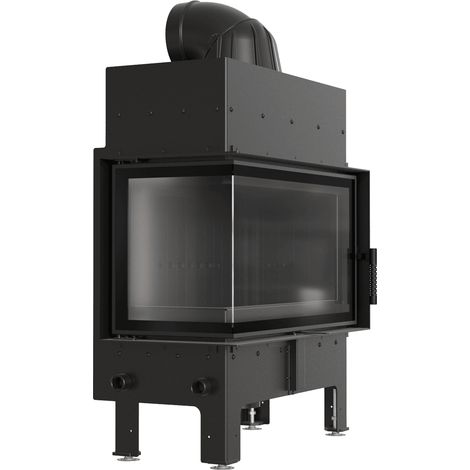 Kamineinsatz aus Stahl KRATKI FLOKI M links 10 kW Ø 200 schwarz Verkleidung (1/5)