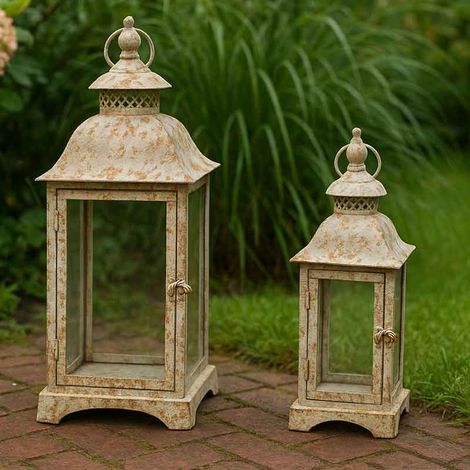 Set de 2 lanternes fer gris 19x19x48cm (1/2)