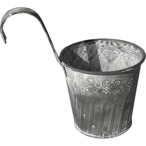 5pcs Pots de Fleurs à Suspendre en Fer Style Vinage avec Crochets Anses Seau de Plante pour Décoration Intérieur Extérieur (1/5)