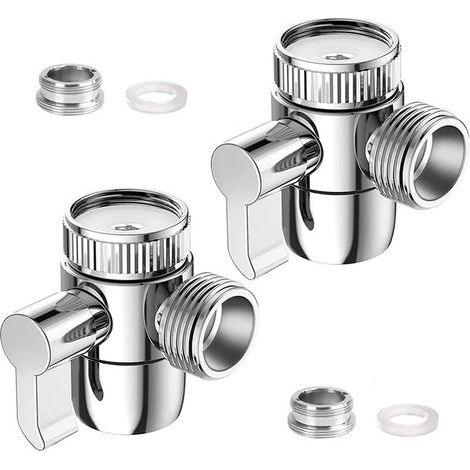 2 Pièces Inverseur Douche Robinet WC 3 Voies Vanne Aiguillage Douchette Adaptateur Vanne Aiguillage Chromé pour Cuisine ou Toilette Salle de Bain Évier Lave-Linge (1/5)