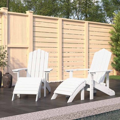Lot de 2 Chaises Adirondack de Jardin avec Repose-Pieds Amovibles en PEHD Blanc - PANGIVO (1/5)