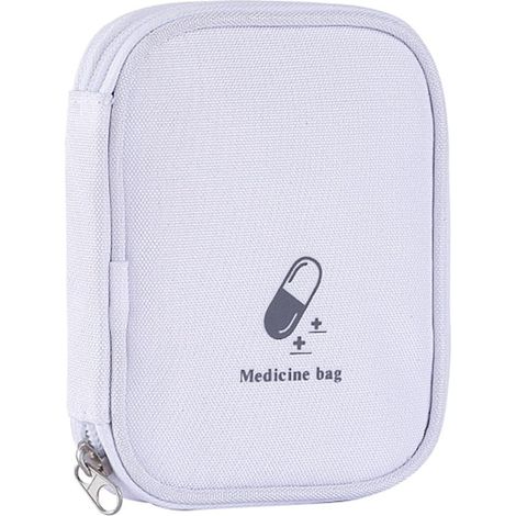 Small Empty First Aid Bag Portable Travel Pill Box Double Zipper First Aid Pouch with Handle for Family Outdoor Hiking, white, Compact (1/5)
