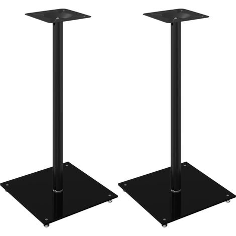 Supports de haut-parleurs 2 pcs noir verre trempé 1 pilier