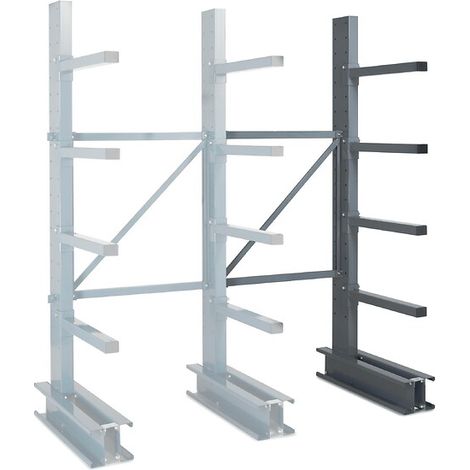 Rayonnage Cantilever élément suivant semi-lourd simple face 4 niveaux H2500xL1000xP500 mm - Manorga
