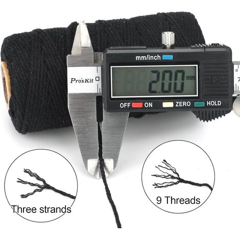 KINGLAKE 2mm 100M Corde Macramé Noir,Corde en Coton, Ficelle de Coton,Fil Macramé,Macrame Corde Naturel pour Pâtisserie,Cuisine, Bricolage,Emballage Cadeau de Noël et Décoration (1/4)
