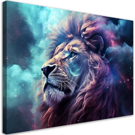 Quadro su tela, Leone astrazione blu - 100x70 (1/4)