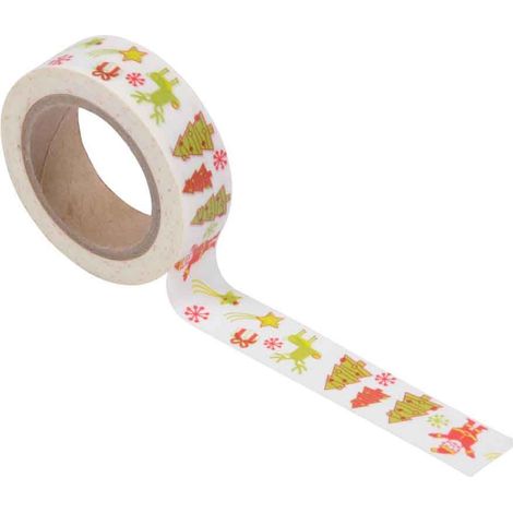 Ruban Adhésif Papier de Riz "Père Noël" 10m Blanc (1/2)