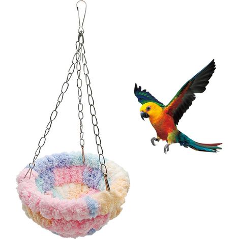 Hamacs pour Oiseaux en Polaire Corail, Hamac d'Oiseau pour Perroquet Perruche, Nid pour Perroquet Lit Chaud et Confortable, pour Perruches, Canaris, Petits Animaux de Compagnie (1/4)