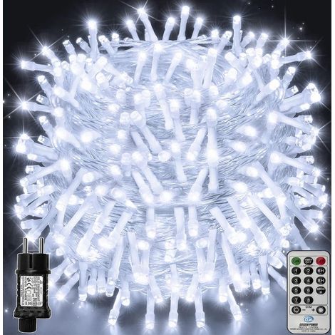 Online Store – Guirlande lumineuse LED 100m 1000 LED – Étanche IP44 avec télécommande – 8 modes de lumière – Décoration intérieure et extérieure – Blanc froid (1/5)